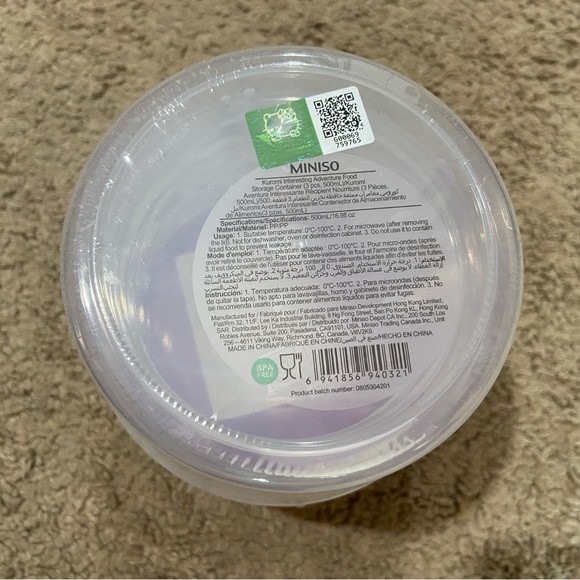 Miniso Sanrio KUROMI Interesting Adventure FOOD STORAGE CONTAINERS 3PC 500mL New - Picture 5 of 5